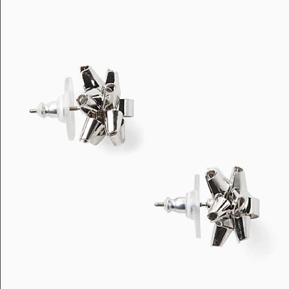 HP 11/10 NWT Kate Spade Silver Bourgeois Bow Stud Earrings - Picture 6 of 7